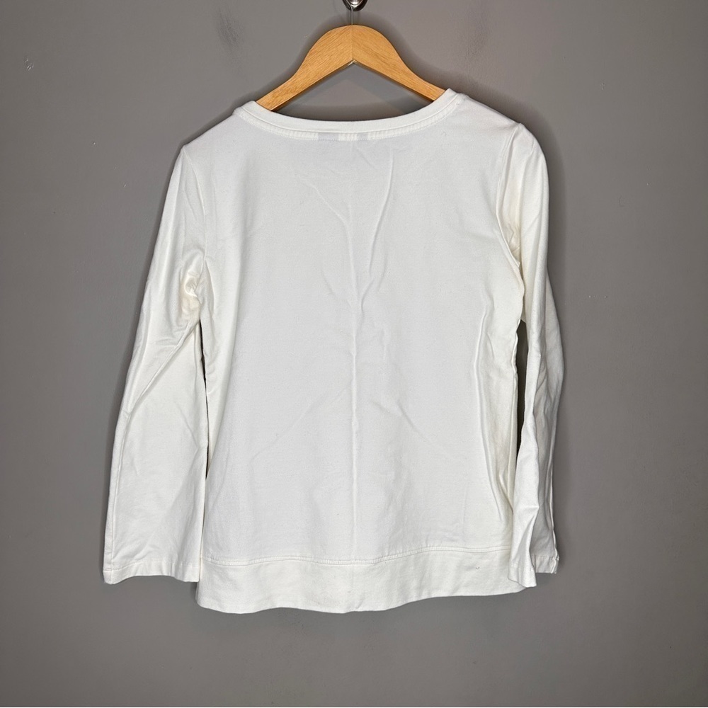 Peach white long sleeve zipper front Crewneck sweatshirt - Picture 5 of 5